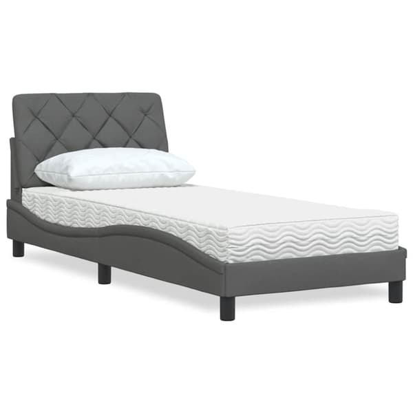 Säng med madrass mörkgrå 80x200 cm tyg