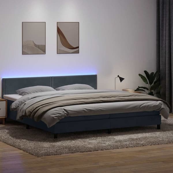 Resårsäng med madrass mörkgrå 180x220 cm sammet