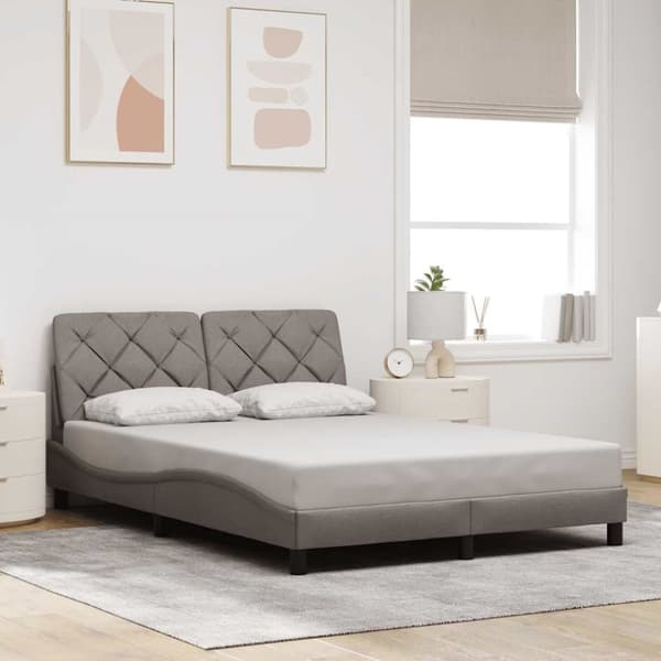 Sängram utan madrass taupe 140x200 cm tyg