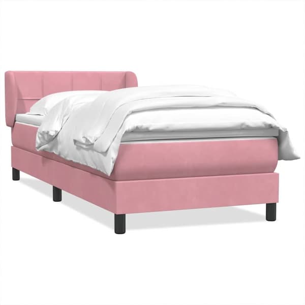 Resårsäng med madrass rosa 90x220 cm sammet