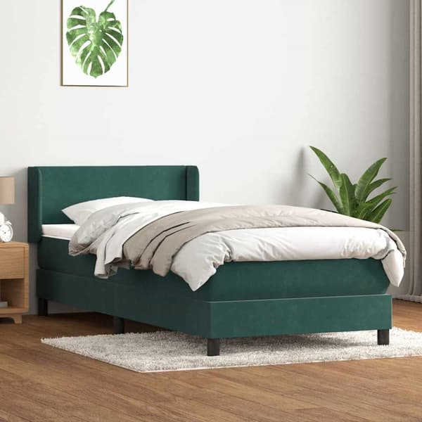 Ramsäng med madrass mörkgrön 80x220 cm sammet