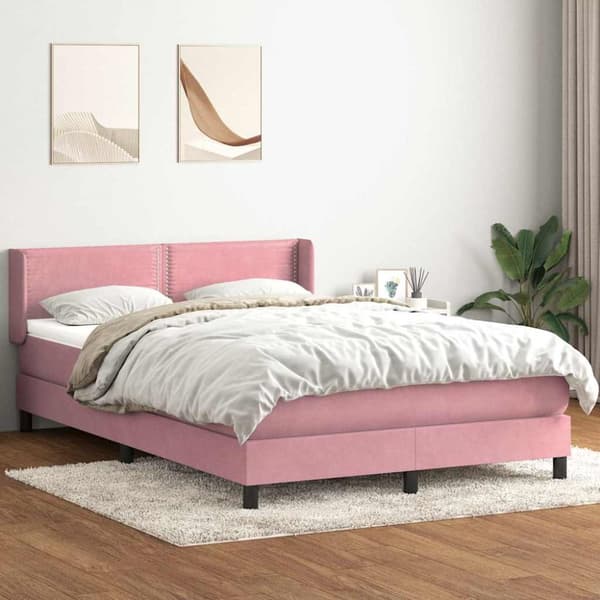 Ramsäng med madrass rosa 140x220 cm sammet