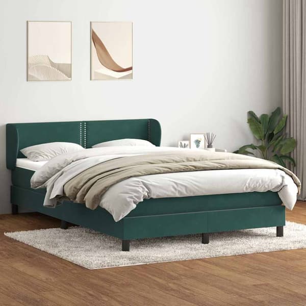 Ramsäng med madrass mörkgrönt 140x210 cm sammet