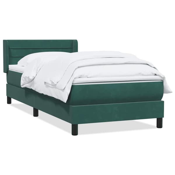 Ramsäng med madrass mörkgrön 90x220 cm sammet