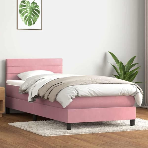 Ramsäng med madrass rosa 100x210 cm sammet