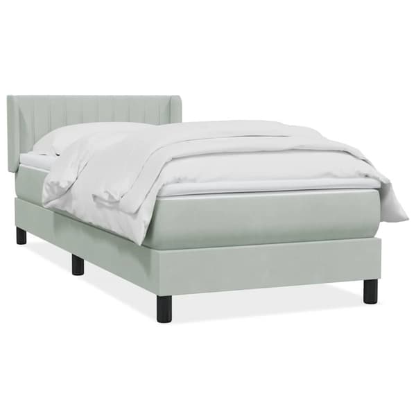Ramsäng med madrass ljusgrå 80x210 cm sammet