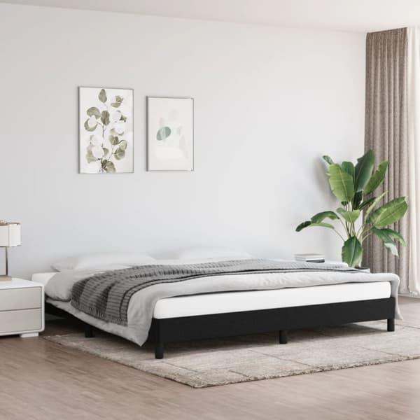 Sängram utan madrass svart 200x200 cm tyg