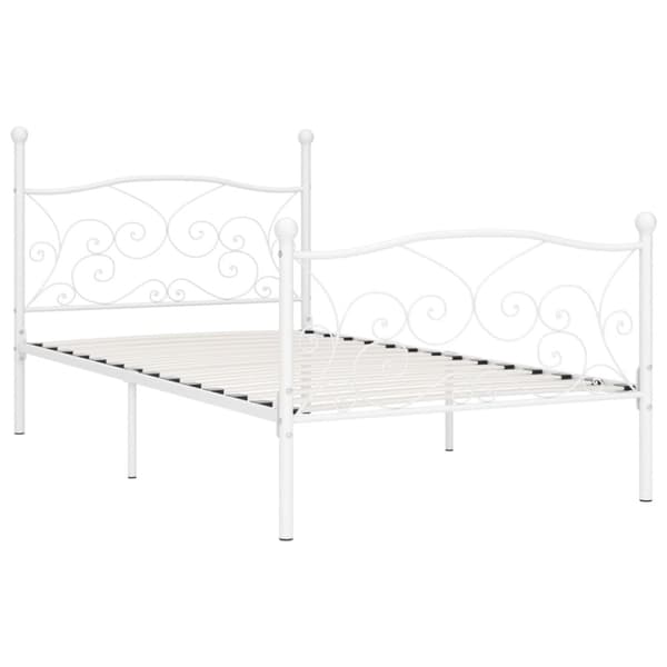 Sängram utan madrass med ribbotten vit metall 90x200 cm