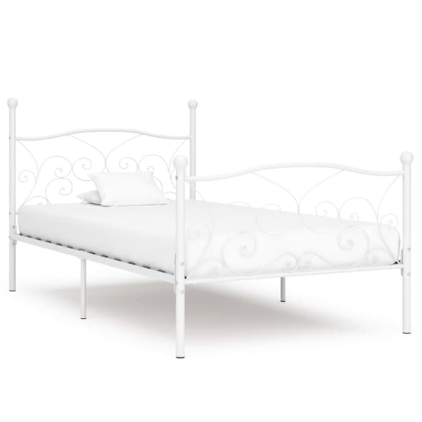 Sängram utan madrass med ribbotten vit metall 90x200 cm