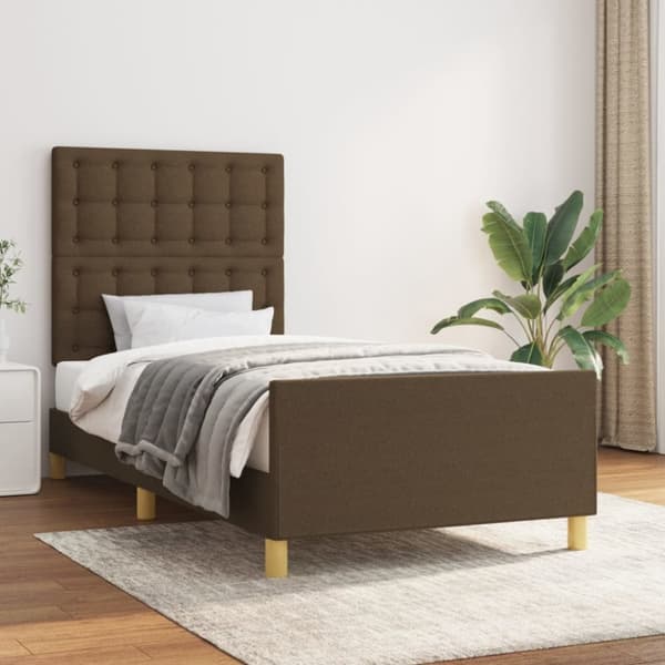 Sängram utan madrass mörkbrun 100x200 cm tyg