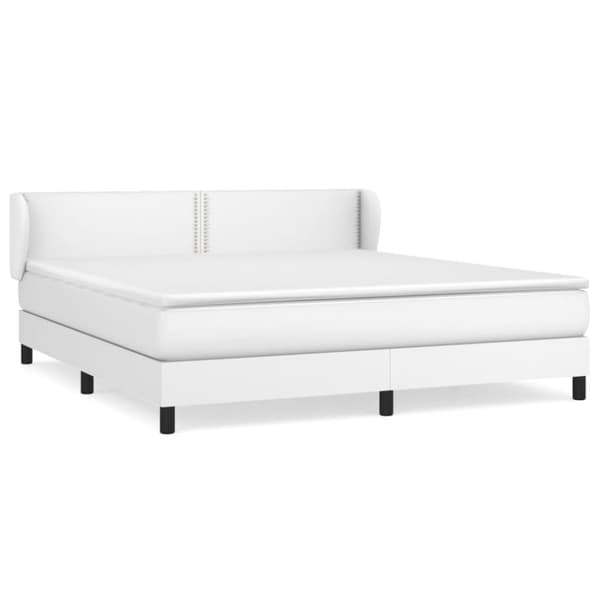 Ramsäng med madrass vit 160x200 cm konstläder