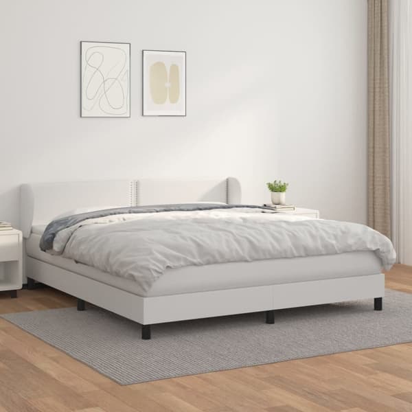 Ramsäng med madrass vit 160x200 cm konstläder