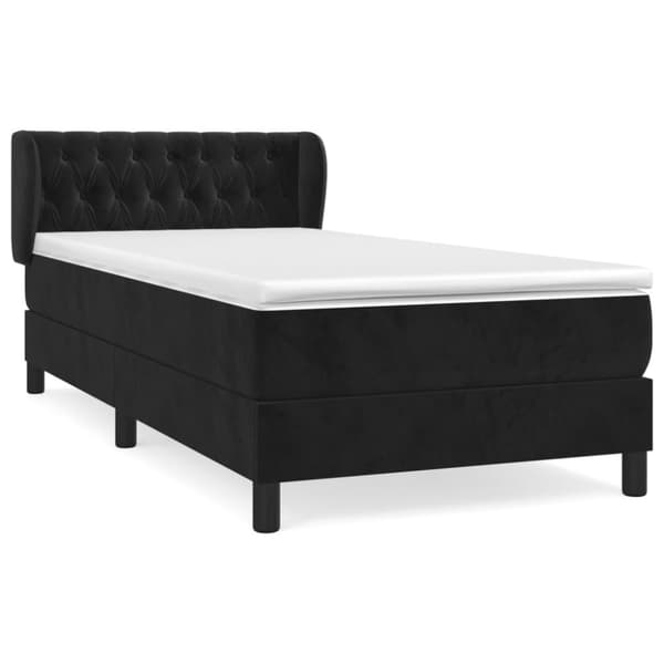 Ramsäng med madrass svart 100x200 cm sammet
