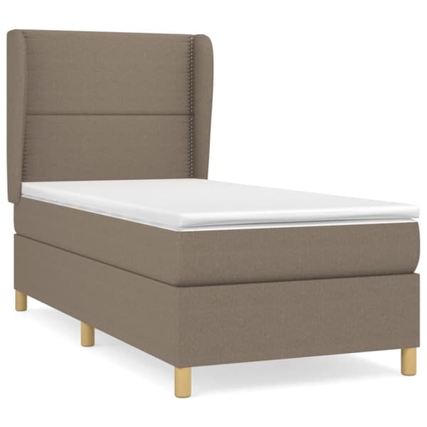 Ramsäng med madrass taupe 80x200 cm tyg