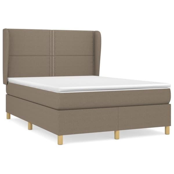 Ramsäng med madrass taupe 140x190 cm tyg