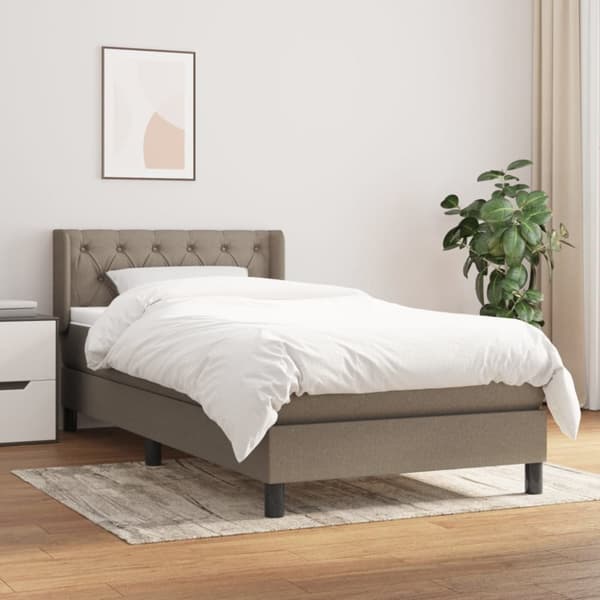 Ramsäng med madrass taupe 80x200 cm tyg