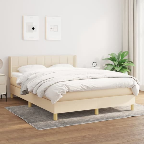 Ramsäng med madrass gräddvit 140x190 cm tyg