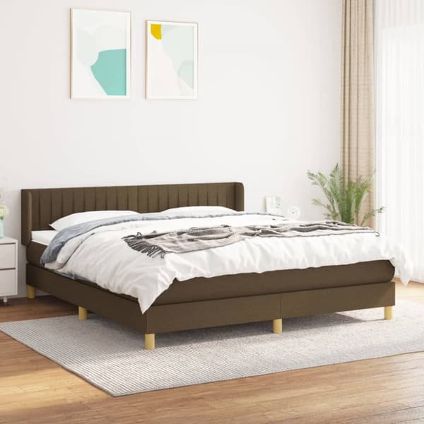 Ramsäng med madrass mörkbrun 180x200 cm tyg