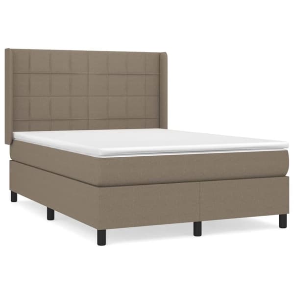 Ramsäng med madrass taupe 140x200 cm tyg