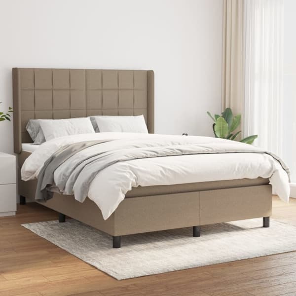 Ramsäng med madrass taupe 140x200 cm tyg