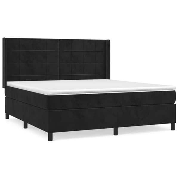 Ramsäng med madrass svart 160x200 cm sammet