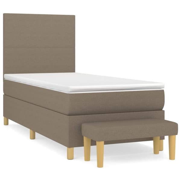 Ramsäng med madrass taupe 90x200 cm tyg