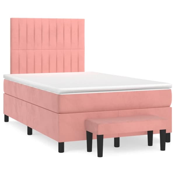 Ramsäng med madrass rosa 120x200 cm sammet