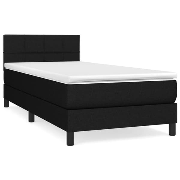 Ramsäng med madrass svart 90x190 cm tyg