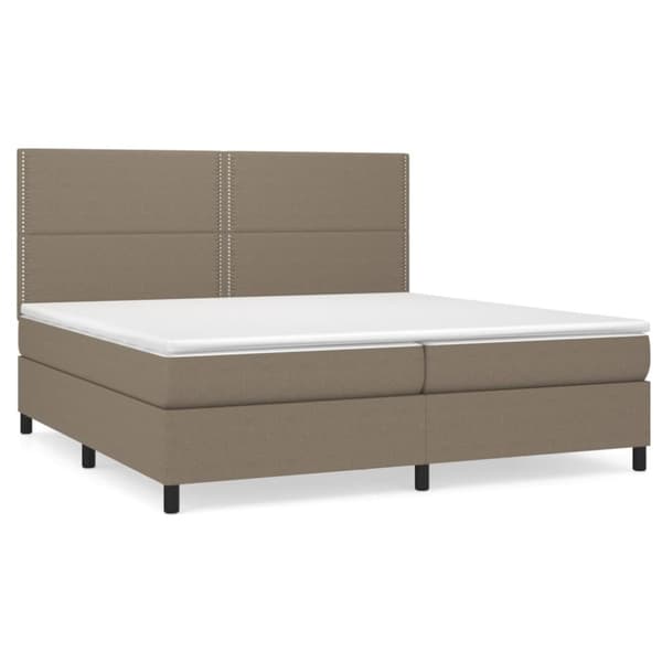 Ramsäng med madrass taupe 200x200 cm tyg