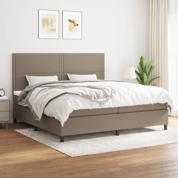 Ramsäng med madrass taupe 200x200 cm tyg