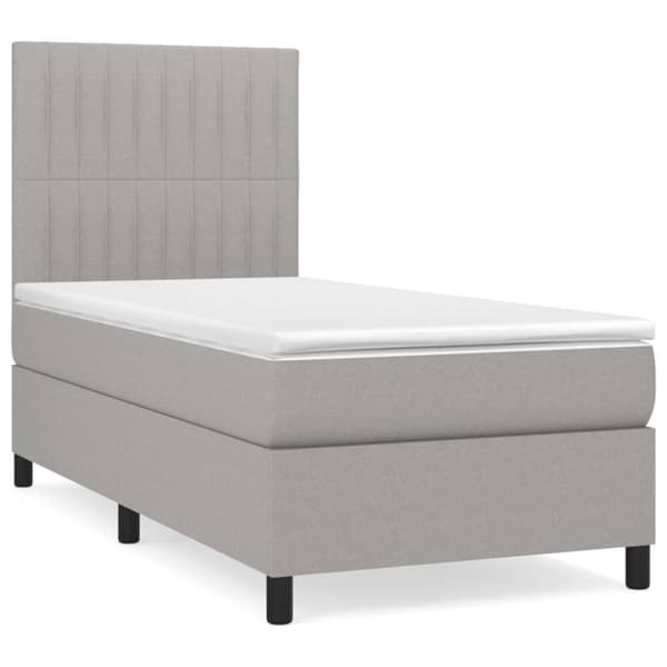 Ramsäng med madrass ljusgrå 100x200 cm tyg