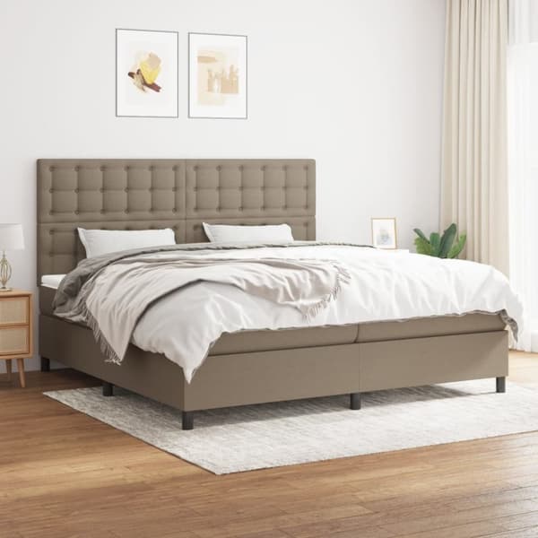 Ramsäng med madrass taupe 200x200 cm tyg