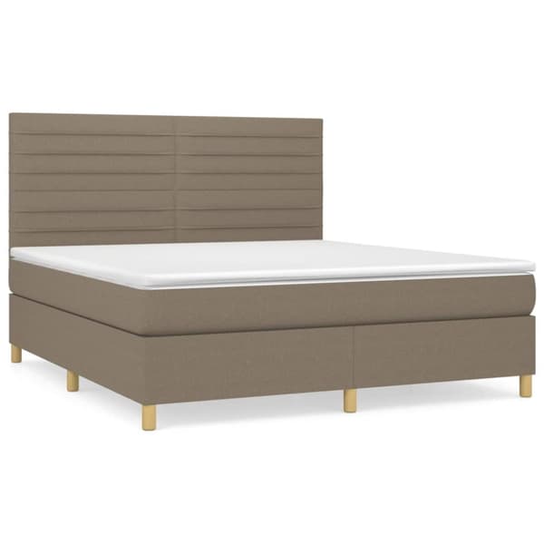 Ramsäng med madrass taupe 160x200 cm tyg