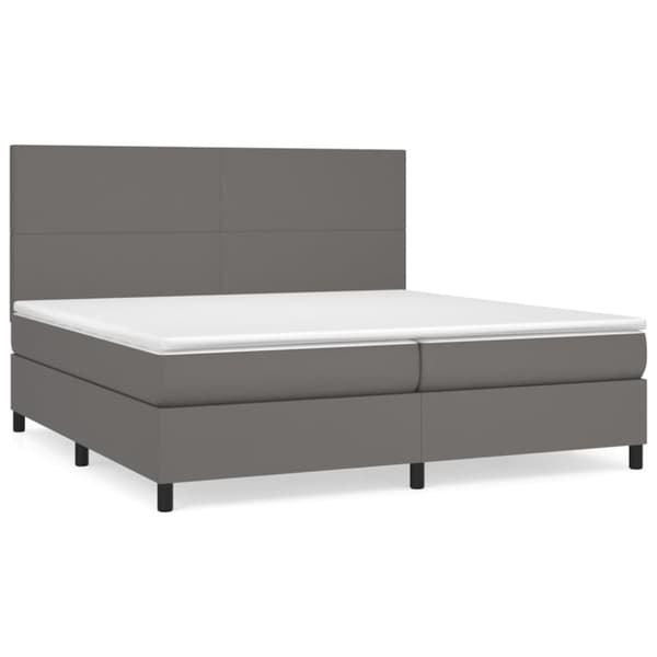 Ramsäng med madrass grå 200x200 cm konstläder