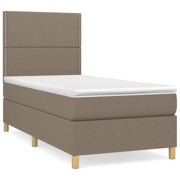 Ramsäng med madrass taupe 100x200 cm tyg