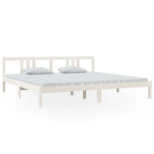 Sängram vit massivt trä 200x200 cm
