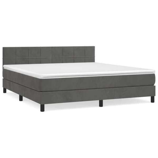 Ramsäng med madrass mörkgrå 160x200 cm sammet
