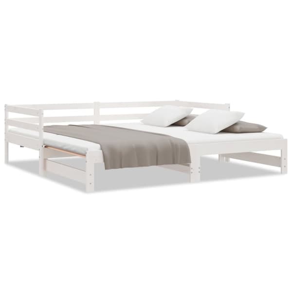 Utdragbar dagbädd vit 2x(90x190) cm massiv furu