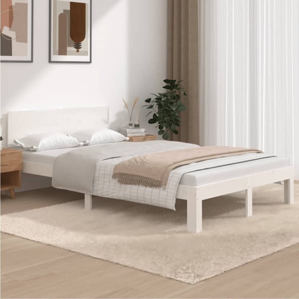 Sängram vit massiv furu 120x200 cm