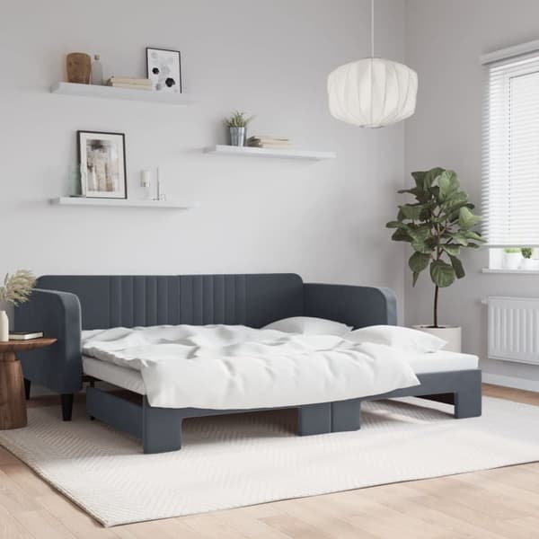 Dagbädd utdragbar mörkgrå 100x200 cm sammet