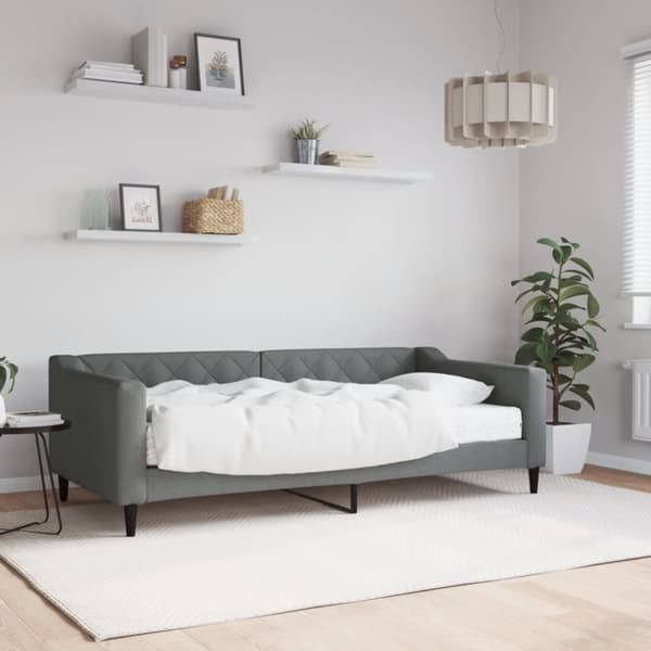 Dagbädd med madrass mörkgrå 90x190 cm tyg