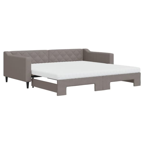 Dagbädd med extrabädd och madrasser taupe 100x200 cm tyg