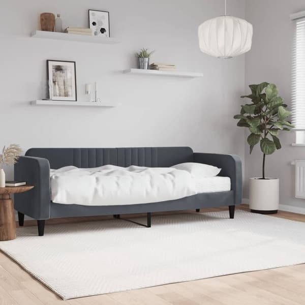 Dagbädd med madrass mörkgrå 80x200 cm sammet