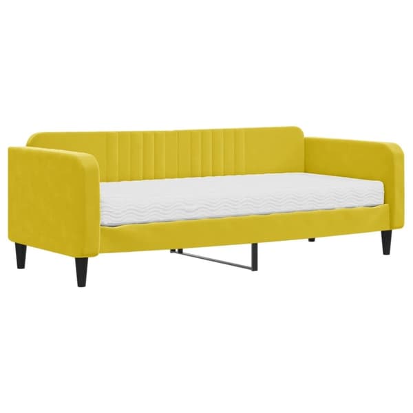 Dagbädd med madrass gul 90x200 cm sammet