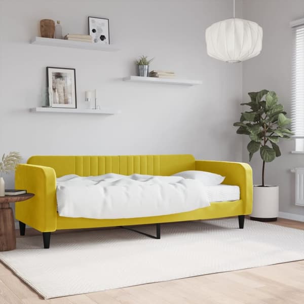Dagbädd med madrass gul 90x200 cm sammet