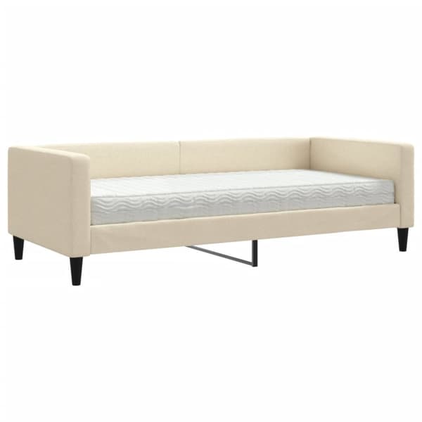 Dagbädd med madrass beige 90x200 cm tyg