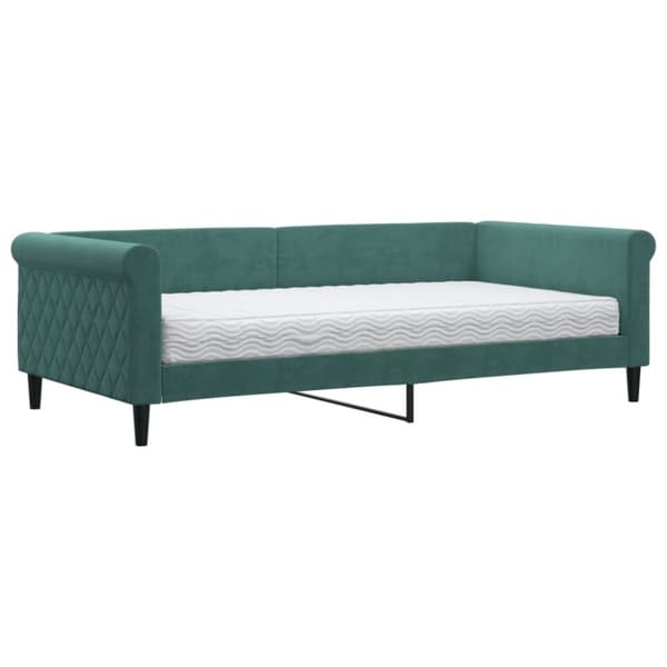 Dagbädd med madrass mörkgrön 100x200 cm sammet