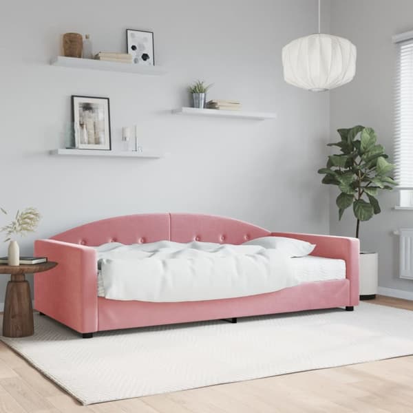 Dagbädd med madrass rosa 100x200 cm sammet