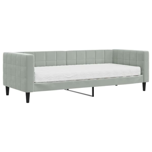 Dagbädd med madrass ljusgrå 80x200 cm sammet