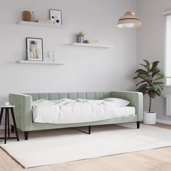 Dagbädd med madrass ljusgrå 80x200 cm sammet